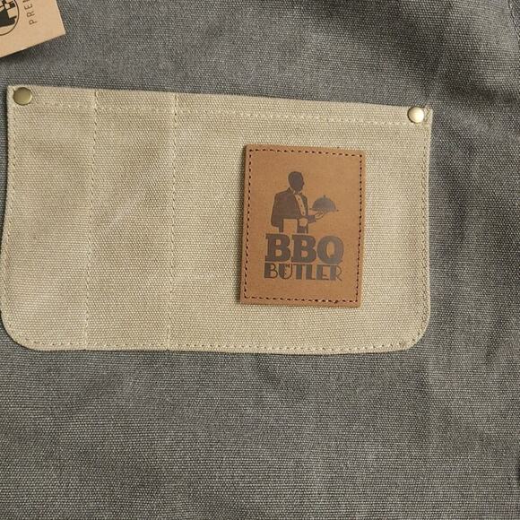 BBQ Butler Men's Canvas and Leather Apron Adj. Straps Grilling/Cookouts NWT - Picture 4 of 6